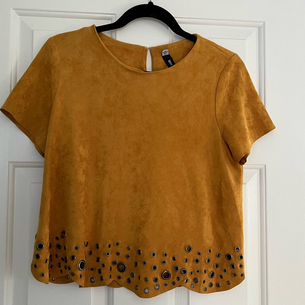 Design Lab faux Suede Shirt with Grommets